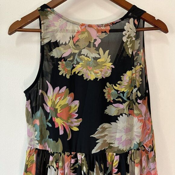 Anthropologie Maeve Violetta Black Floral Babydoll Swing Dress - Picture 8 of 10